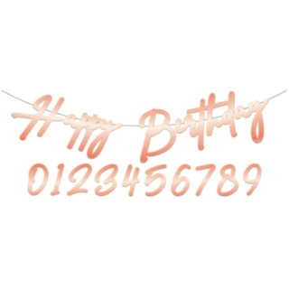 Personlig Happy Birthday Girlang Roséguld