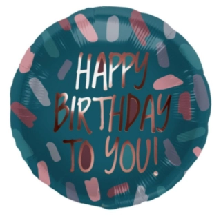 Happy Birthday Folieballong Petroleum/Rosa