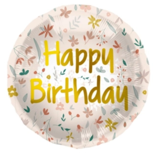 Happy Birthday Blommor Folieballong