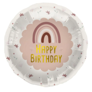 Happy Birthday Folieballong Regnbåge Rosa