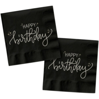 Happy Birthday Servetter Svart