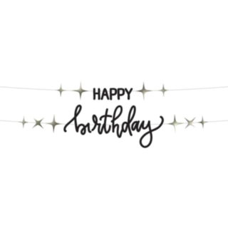 Happy Birthday Bokstavsgirlang Svart