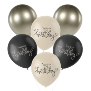 Happy Birthday Latexballonger Crème Noir