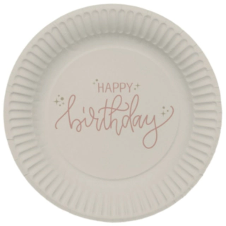 Happy Birthday Pappers­tallrikar Crème Rose