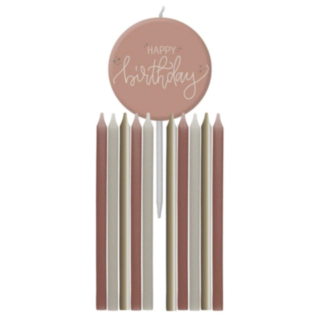 Happy Birthday Tårtljus Crème Rose