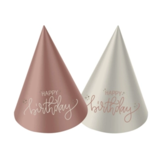Happy Birthday Mini Partyhattar Crème Rose