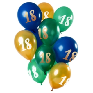 18 År Ballonger Mix Grön/Guld