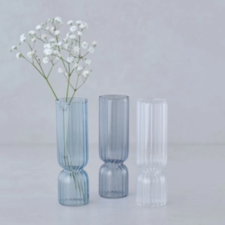 Mini Räfflade Glasvaser Blå
