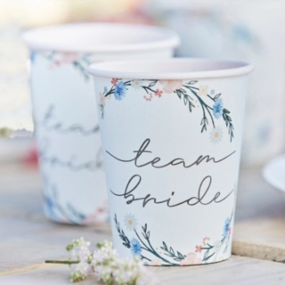 Blommiga Team Bride Pappmuggar