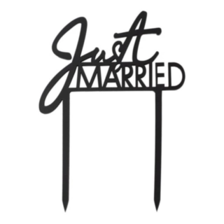 Just Married Akryl Tårttopper Svart