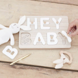 Hey Baby Gästbok Träpussel