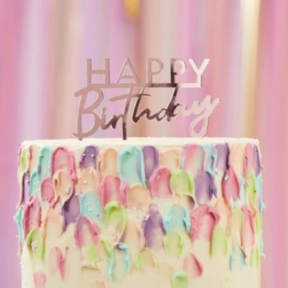 Happy Birthday Akryl Tårttopper Roséguld