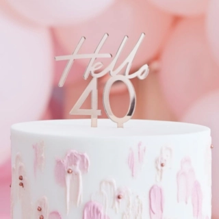 Hello 40 Akryl Tårttopper Roséguld