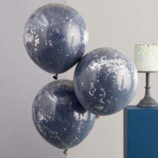Konfettiballonger Dubbelt Lager Marinblå/Silver