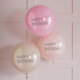 Happy Birthday Ballonger Dubbla Lager Ljusrosa