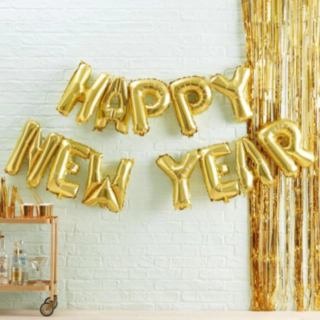 Happy New Year Folieballonger Guld