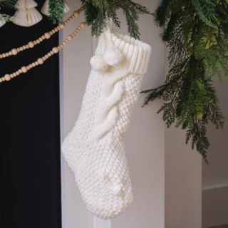 Stickad Julstrumpa Creme