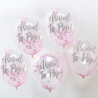 About To Pop Konfetti Ballonger Rosa