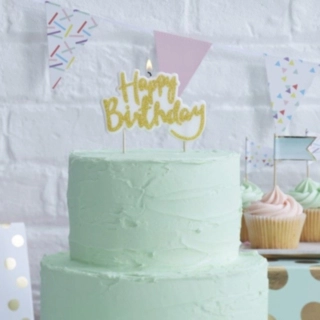 Happy Birthday Tårtljus Guld