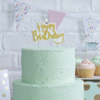 Happy Birthday Tårtljus Guld