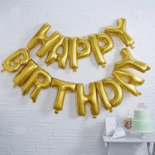 Happy Birthday Folieballonger Guld