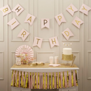 Happy Birthday Girlang Pastell Ljusrosa