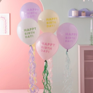Happy Birthday Pastell Ballonger