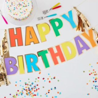 Happy Birthday Girlang Flerfärgad/Guld