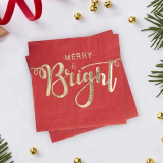 Merry & Bright Servetter Röd/Guld