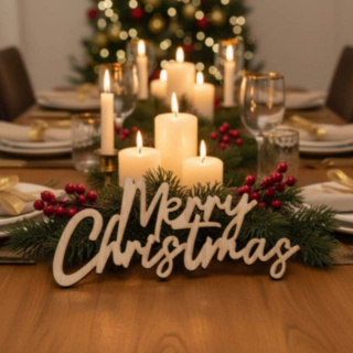 Merry Christmas Trä Bordsdekoration