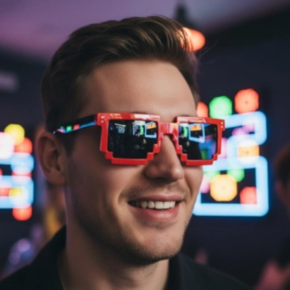8-Bit Pixelglasögon Röd/Spegelglas