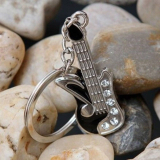 Elgitarr Nyckelring Silver