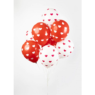 Hjärtan Ballonger Vit/Röd