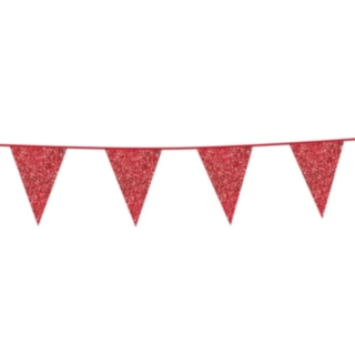 Glitter Flaggirlang Röd