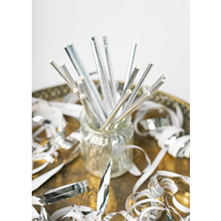 Papperssugrör Silver Metallic