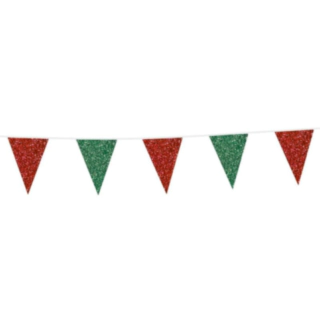 Vimpel Flaggirlang Glitter Grön/Röd