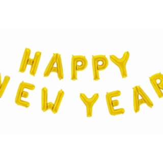 Happy New Year Folieballonger Guld