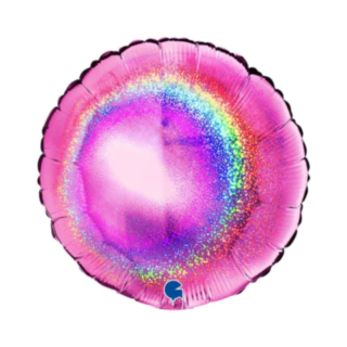 Glitter Rund Folieballong Fuchsia