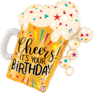 Ölglas Happy Birthday Folieballong