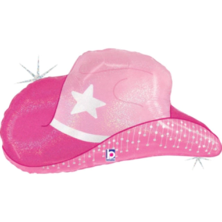 Cowgirl Hatt Folieballong Rosa