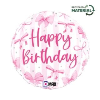 Happy Birthday Rosett Folieballong Ljusrosa