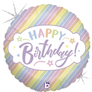Happy Birthday Pastell Regnbåge Folieballong