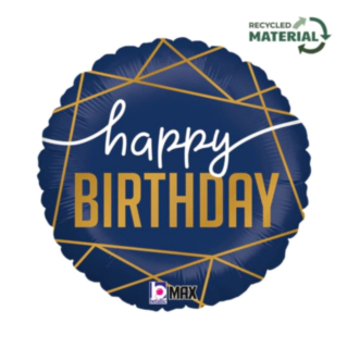 Happy Birthday Folieballong Blå