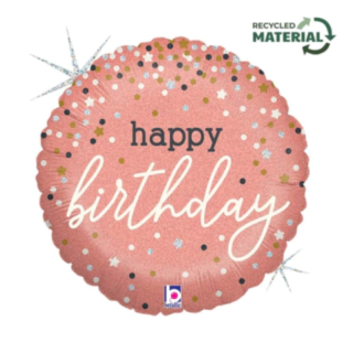 Happy Birthday Folieballong Roséguld