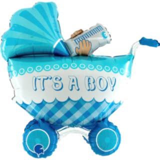 Baby Pojke Barnvagn Folieballong