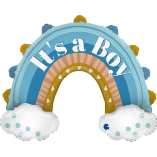 It's A Boy Regnbåge Folieballong Ljusblå