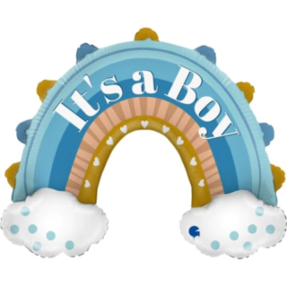 It's A Boy Regnbåge Folieballong Ljusblå