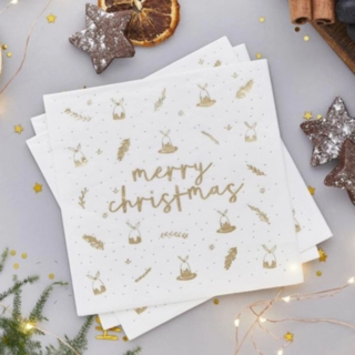 Merry Christmas Servetter Guld