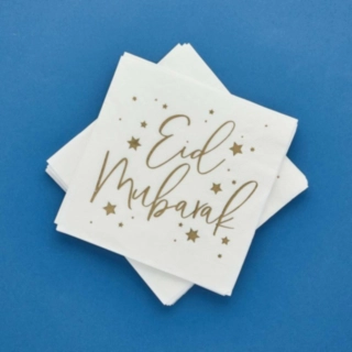 Eid Mubarak Servetter Vit/Guld