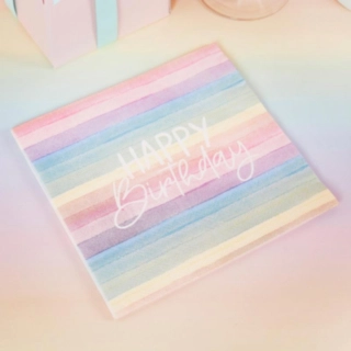Eko Servetter Happy Birthday Flerfärgad Pastell